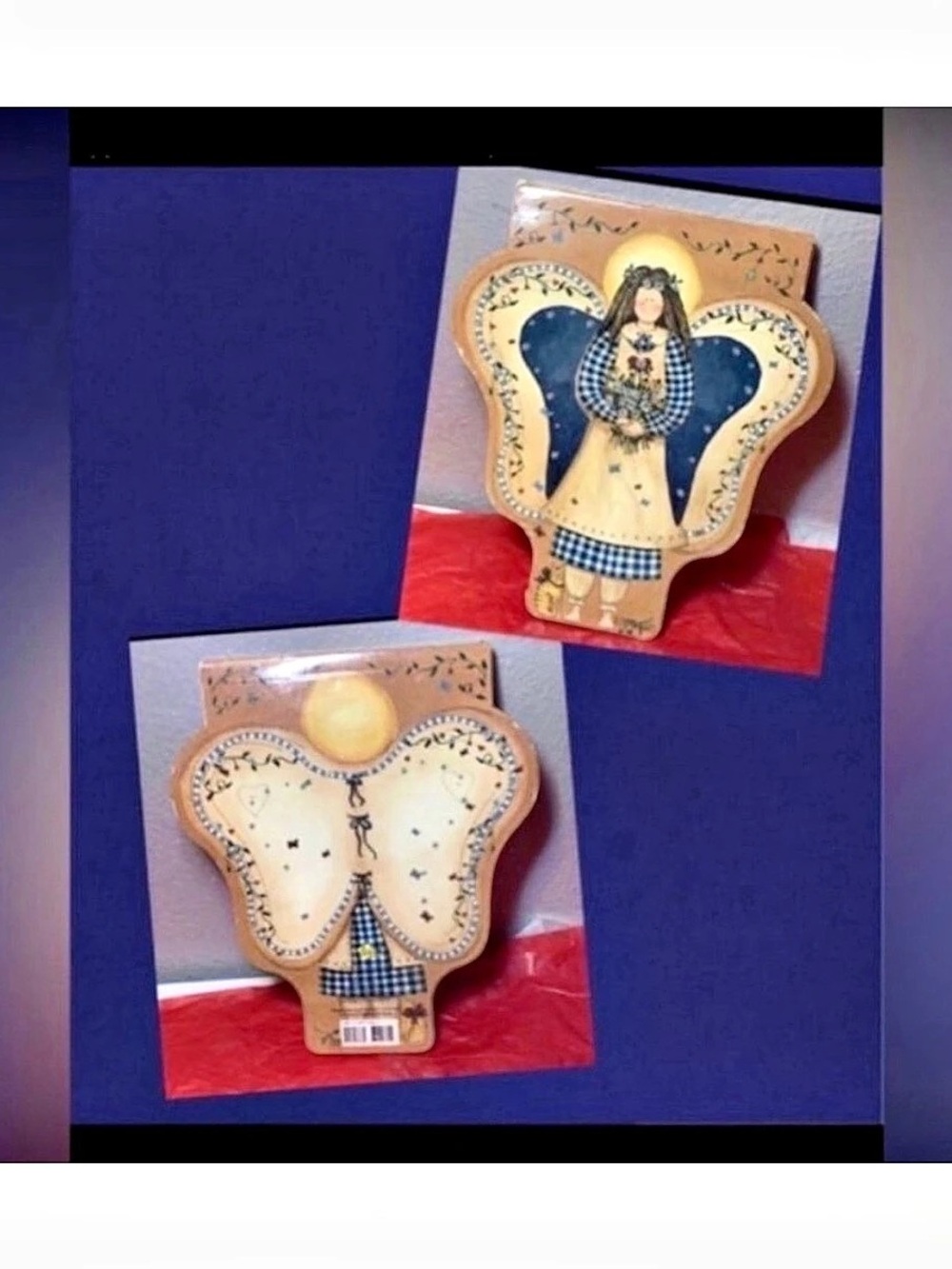 NEW VINTAGE y2k Folk Art Angel Shaped Board Photo Album Linda Spivey Havoc 1999